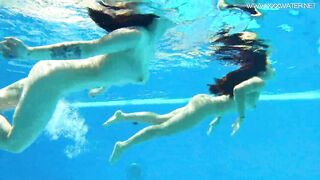 Diana Rius and Sheril Blossom hot lesbians underwater
