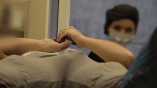 Bulge dick flash at a beautician appointment