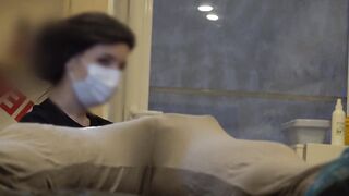 Bulge dick flash at a beautician appointment