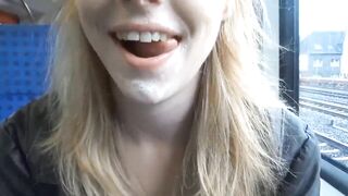In Public With Cum On My Face! Public handjob!