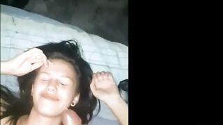 Ex girlfriend gets facialized