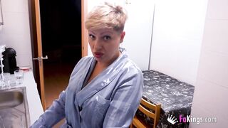 Amateur mommy seduces stepson's friend and films herself riding his cock