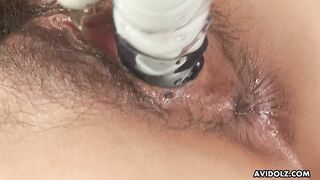 Busty Asian's hairy twat is thoroughly toyed by a perv