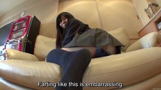 Subtitles farting Japanese schoolgirl in HD