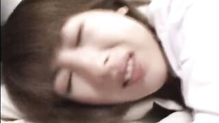 Asian brunette schoolgirl gets her pussy slam
