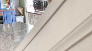 Spy on mom cleaning naked in the kitchen