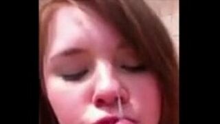 Fat 18 year old teen sucks a cock outdoor