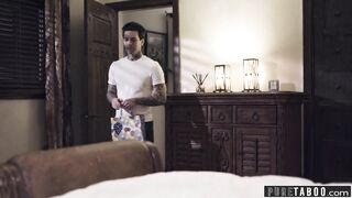 PURE TABOO Stepbrother Catches His Stepsister Fucking Stepdad