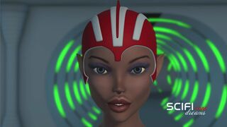 Sci-Fi lust. 3d space shemale plays with a horny girl