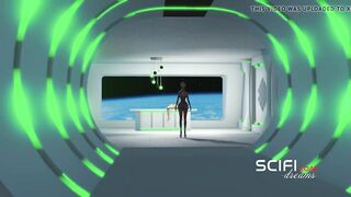 Sci-Fi lust. 3d space shemale plays with a horny girl