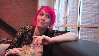 Proxy Paige sucks and eats ass and teases until he loads her mouth full of sperm!