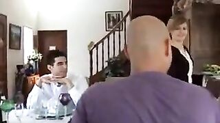 Cheating French wife and husband's co-workers - Orphea Belle
