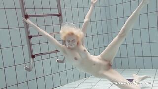Hottest tightest shaved vagina with big boobs spread in the swimming pool