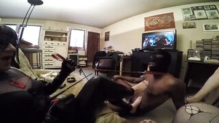 Face slapped footslave cum