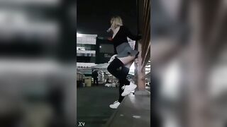 Girl fucks dildo at work