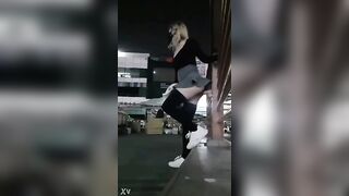 Girl fucks dildo at work