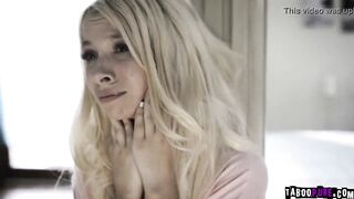 Blonde Kenzie hops on top and rides her tight pussy over her stepdads throbbing man meat