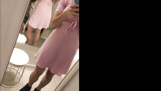In the fitting room of H&M I touch my small Tits and pussy