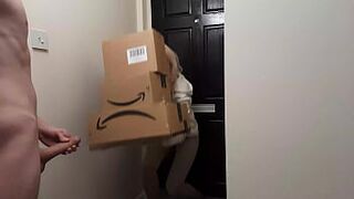 Crazy need jerking off guy meet an Amazon delivery girl and she decides to help him cum