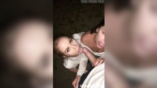 Lucky man has two gorgeous babe's sharing his cock