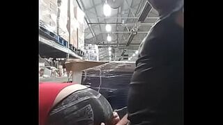 Quickie with a co-worker in the warehouse