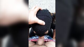 blue-eyed masked girl sucking and giving ass