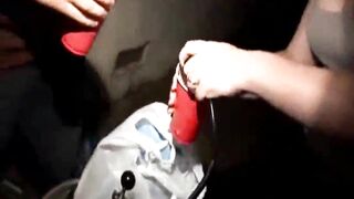 Slutty blonde teen sucks college cock