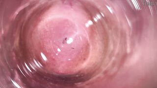Camera deep inside Mia's teen creamy pussy