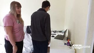 Horny but lonely housewife calls computer guy to fuck him