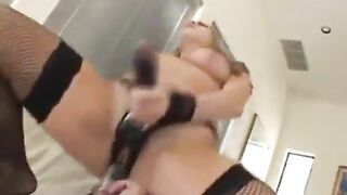 blonde peggs guy and makes him eat cum from her pussy