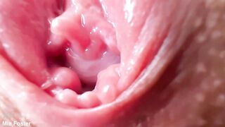 Extremely close-up wet juicy pussy