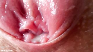 Extremely close-up wet juicy pussy