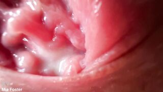 Extremely close-up wet juicy pussy
