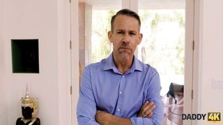 DADDY4K. Guy doesnt know cute girlfriend cheats on him with his father
