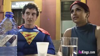 21yo babe and a Superman cosplayer! It's her porn debut :-)