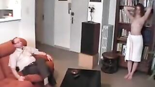 Step Dad and friend spanking.