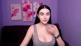 Busty Latvian Gloria with big areolas licks nipples