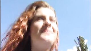 farmer girl makes picnic in the forest