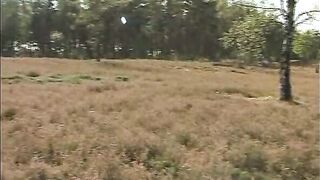 farmer girl makes picnic in the forest