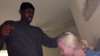 horny snow bunnys take 2 bbcs for dinner while her boyfriend watch
