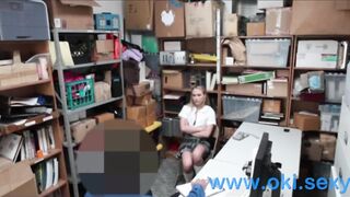 Beautiful blonde fucked by guard