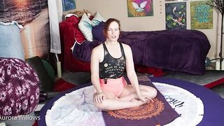 Stretching in sexy peach shorts gotta love that cameltoe and fat booty