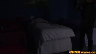 Teen babes cocksucking during cfnm fetish