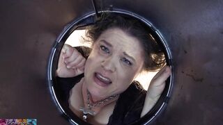 Stepmom stuck in the garbage can needs sex to get free