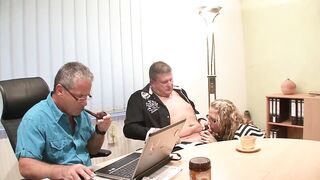 Blonde milf aroused in her pussy at work because she is