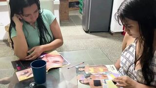 while looking at some magazines with my friend I get horny until I fuck her and make her squirt