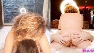 Multiple intense female orgasm as she fucks a guy in the hot tub