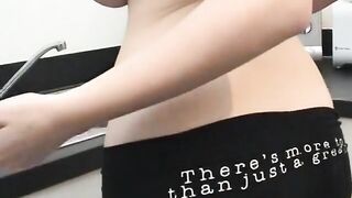 Young blonde slut plays with balloons naked on her bed