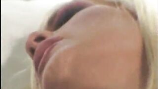 Amazing lesbian blonde babe with fantastic tits licks girlfriend pussy and sits on her faces