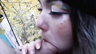 CUM IN MY STEPSISTER'S THROAT IN A CROWDED PARK